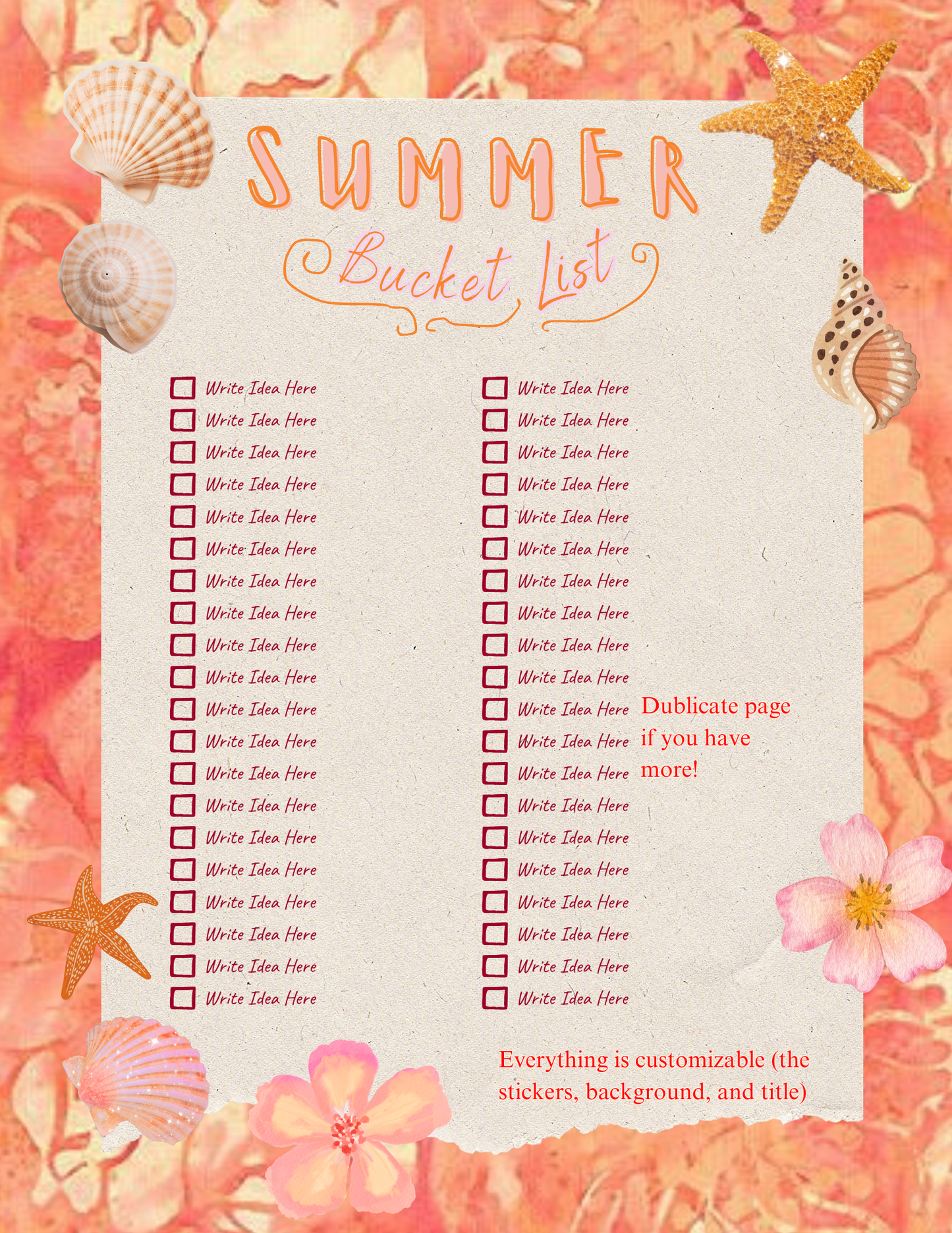 Summer Bucket List Magazine Template